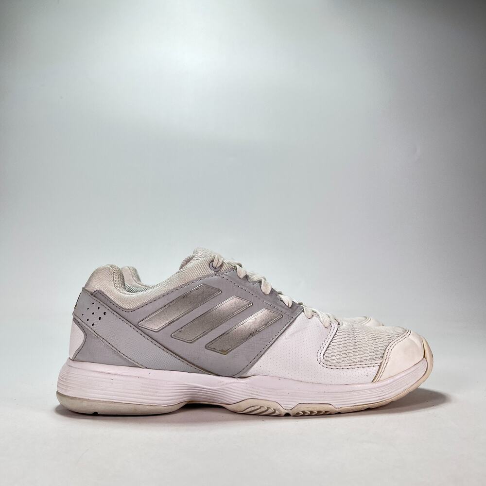 adidas Barricade Court 3 White Metallic Silver Tennis Shoes BB4828 Womens Sz 6.5
